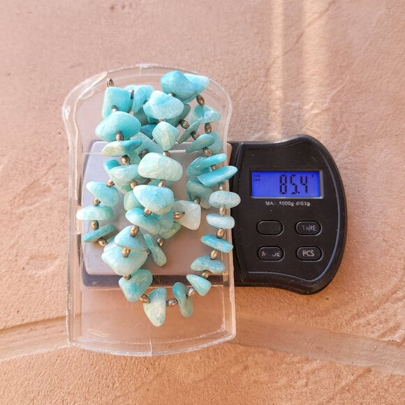 Gorgeous ocean blue amazonite 925 sterling silver handmade chunky graduating nec - Picture 9 of 16